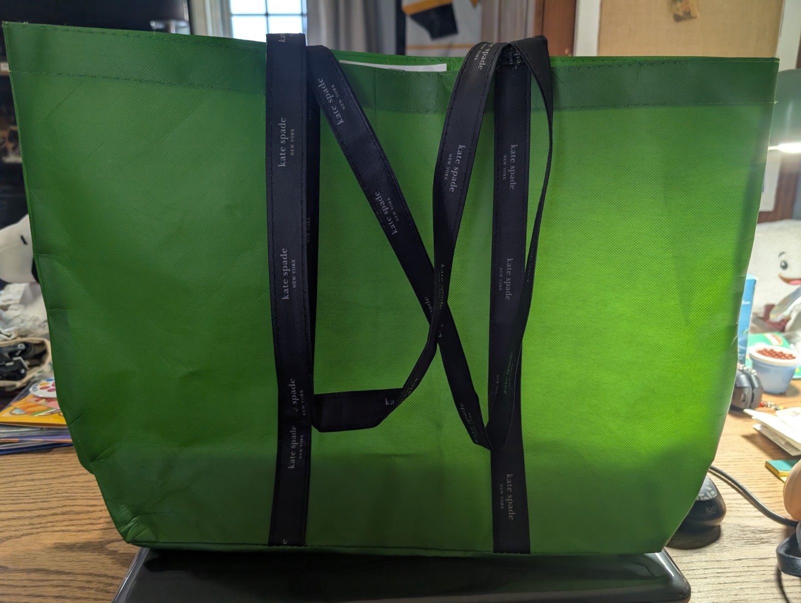 Kate Spade Satin Bow Detail Heels with Dark Green Re-usable Tote Bag