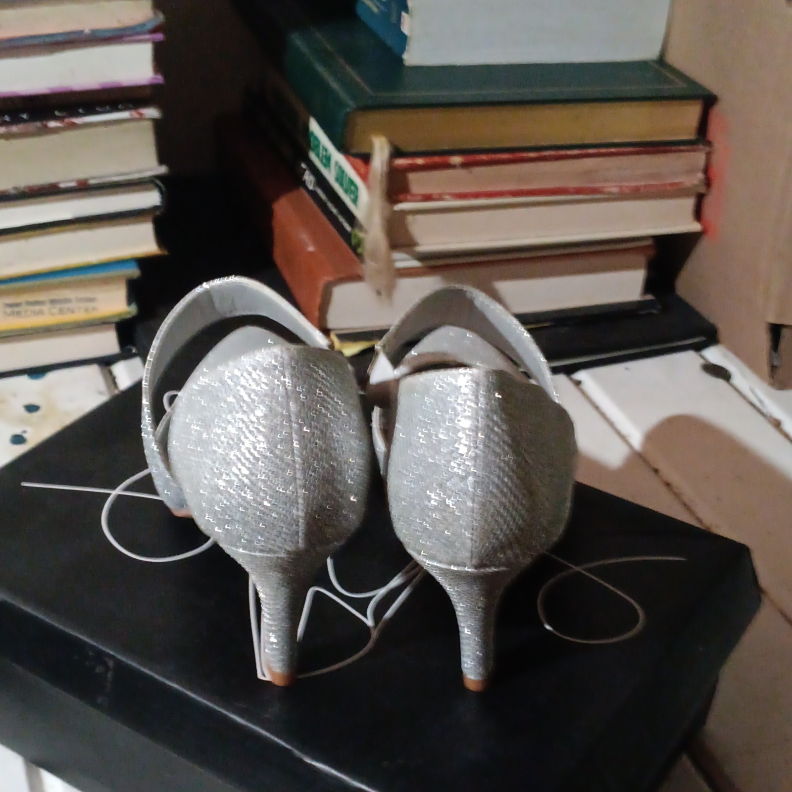 Silver Size 7 Pointed Toe High Heels