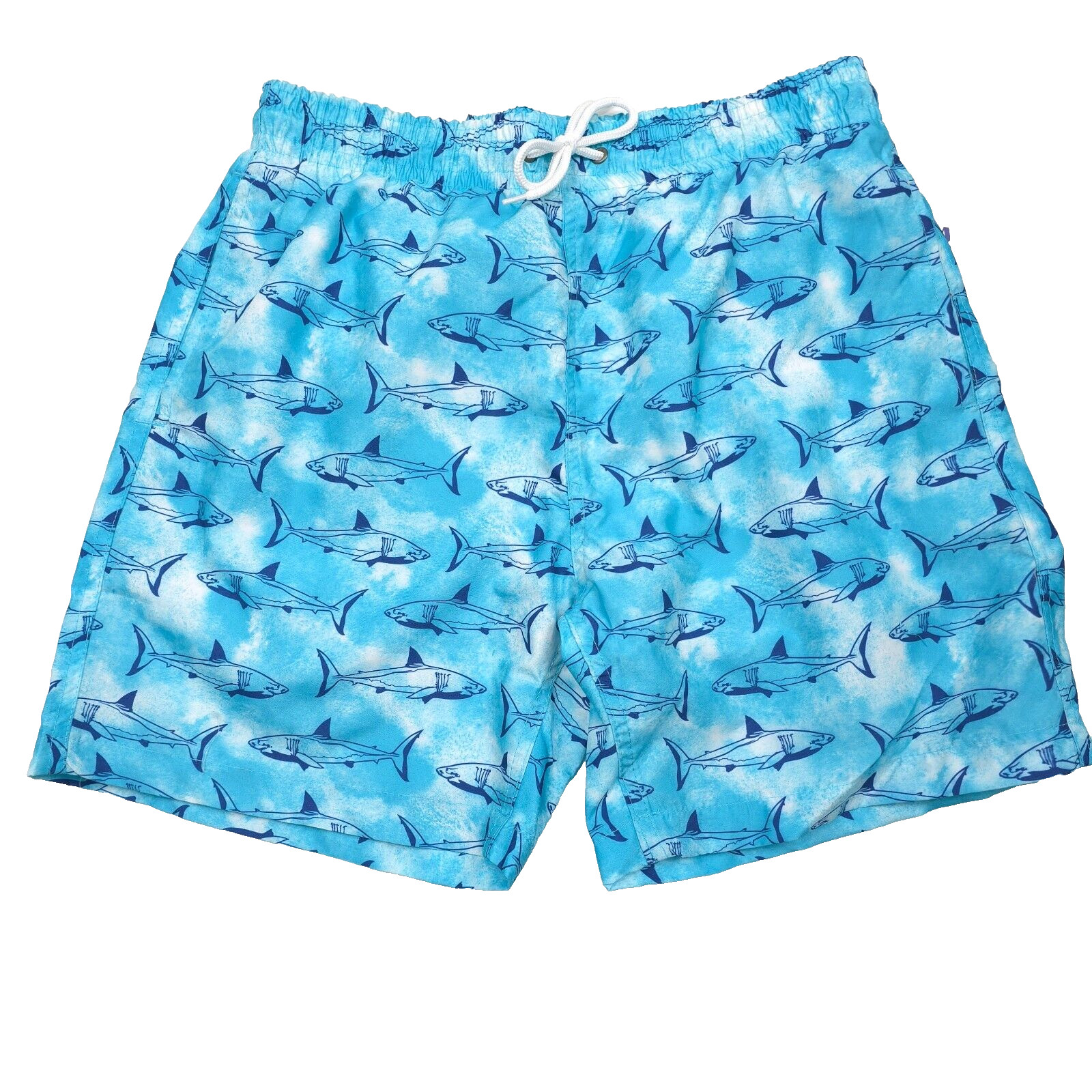 Surf & Swim Co Trunks Shorts Mens Medium School Of Sharks Blue NWT