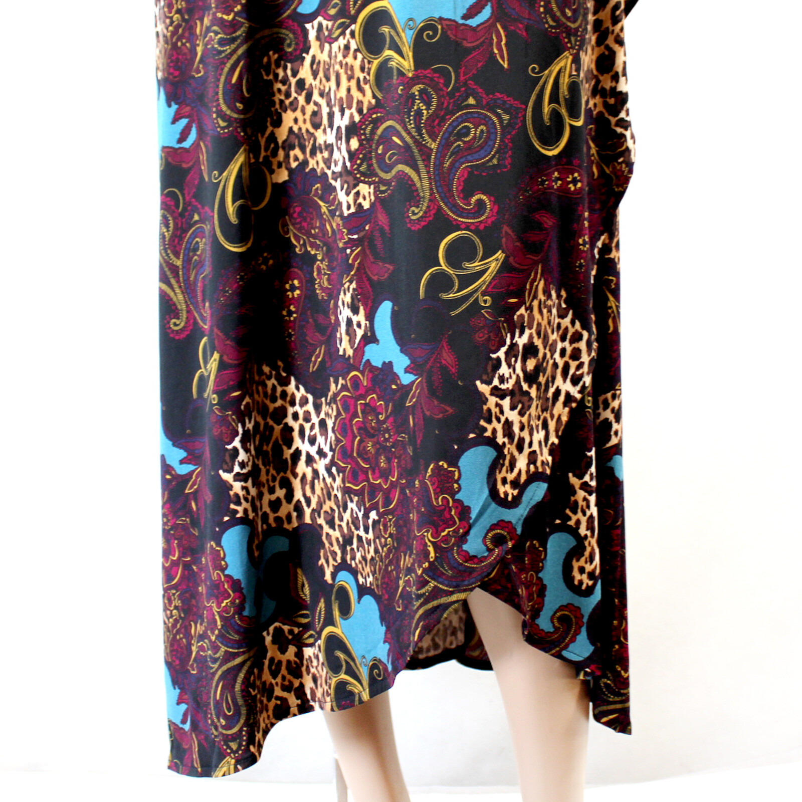 Catherines Plus Paisley/Leopard Print Wrap Belted Dress 4X 30/32