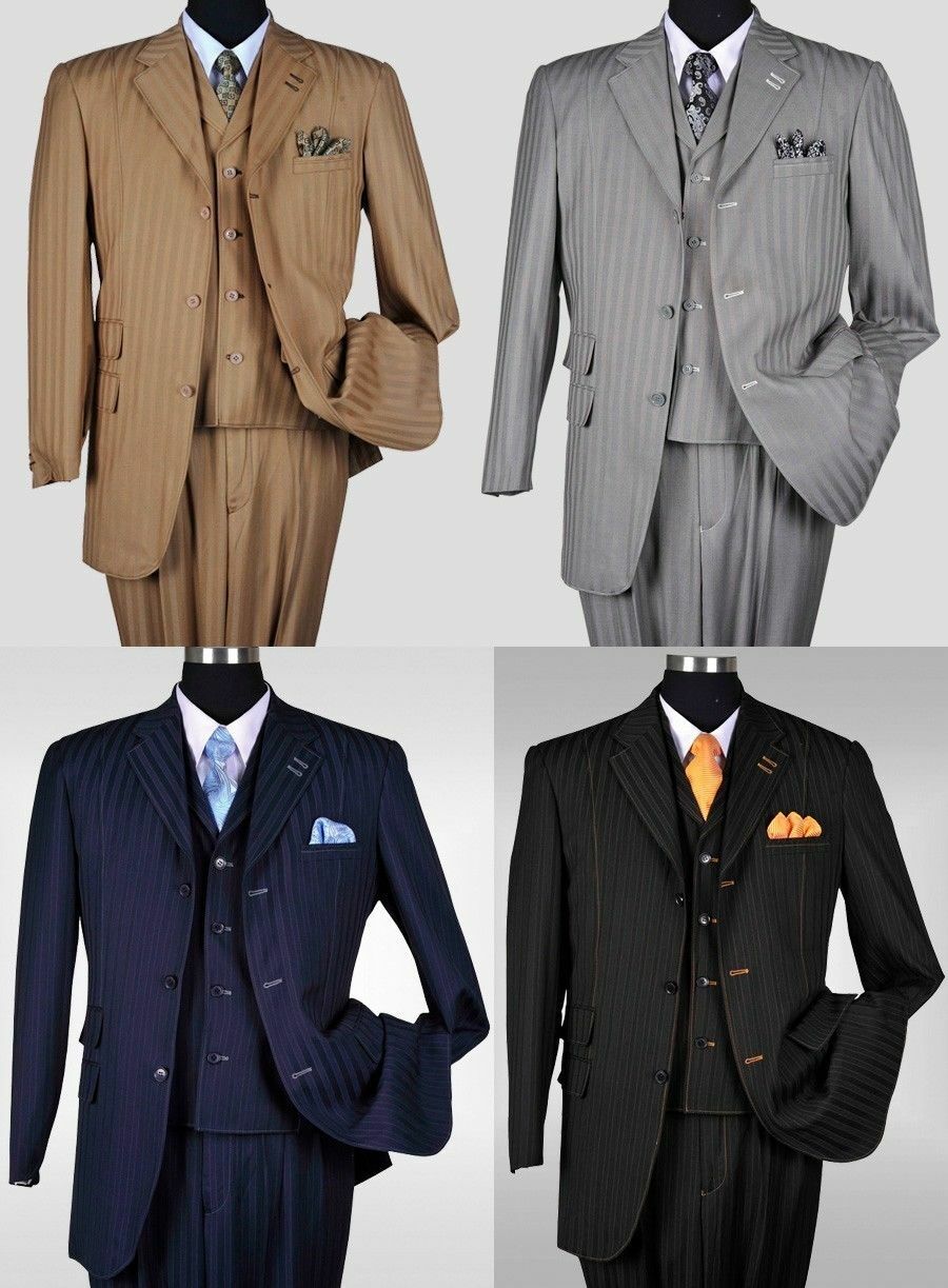 ** New Men’s 3 piece Fortino Landi Elegant and Classic Stripes Suit 5267v