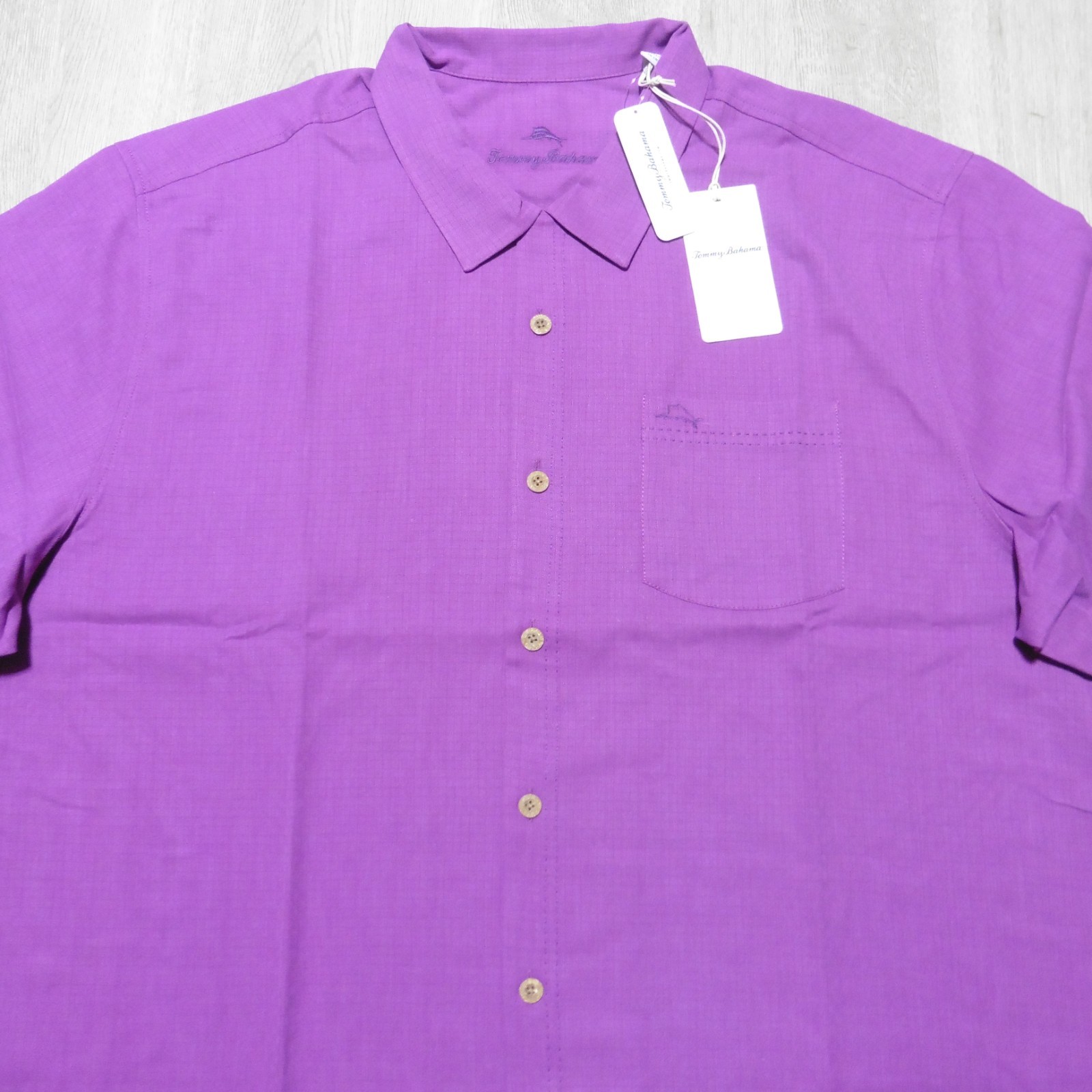 TOMMY BAHAMA Mens 2XLB 2XL BIG HAWAIIAN SHIRT COASTAL BREEZE SILK COOLMAX PURPLE