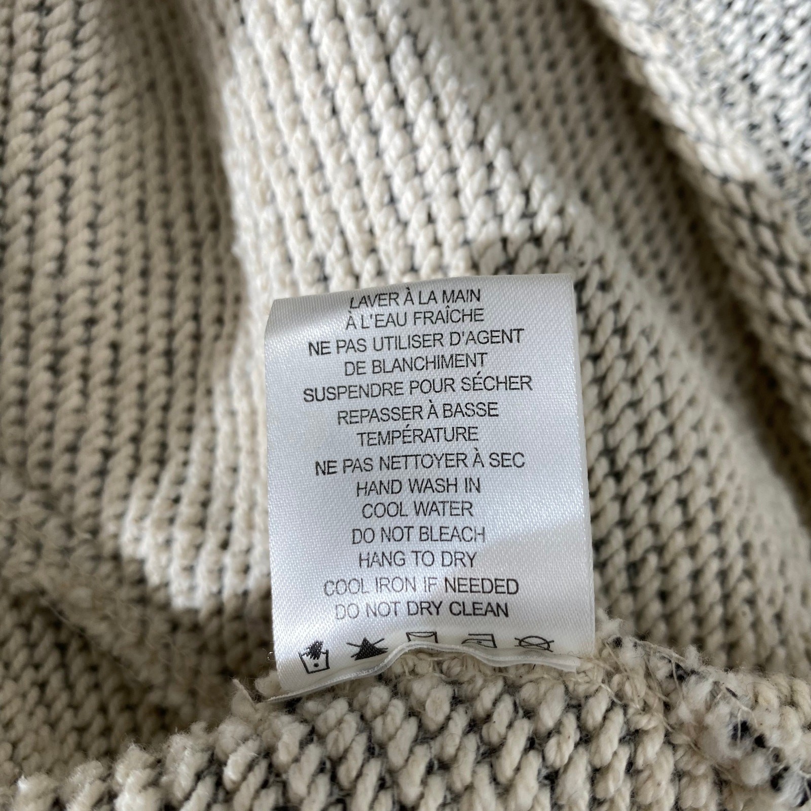 Kenar Scoopneck Pocket Sweater Cream Black Marled Hi Low Womens Sz Medium