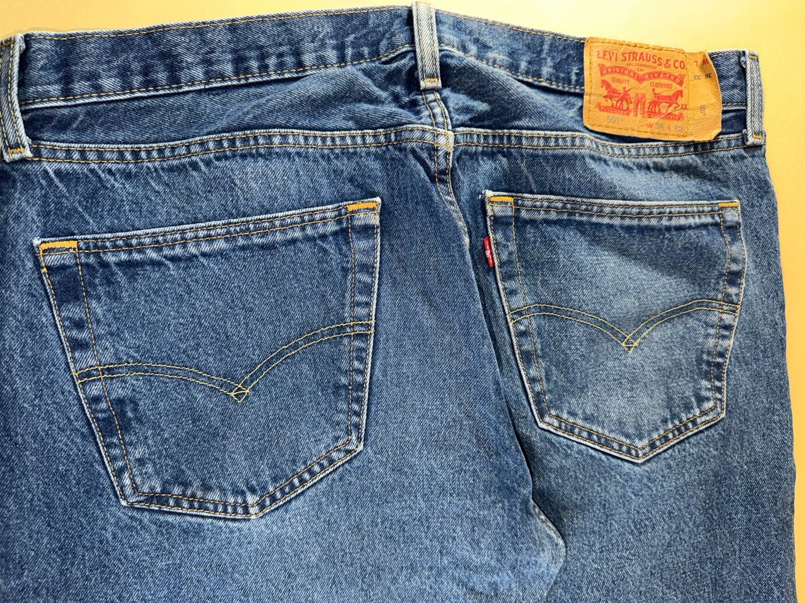 Levi’s 501 Original Fit Button Fly Jeans Men’s W36 L32 Blue Straight Leg