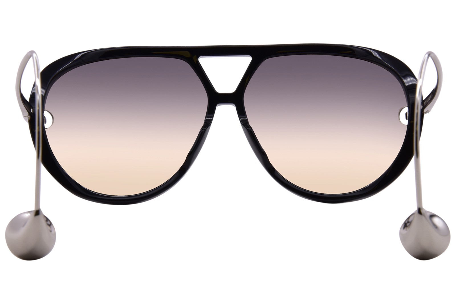 Bottega Veneta BV1273S 010 Sunglasses Black/Silver/Brown Lens Pilot Earring 63mm