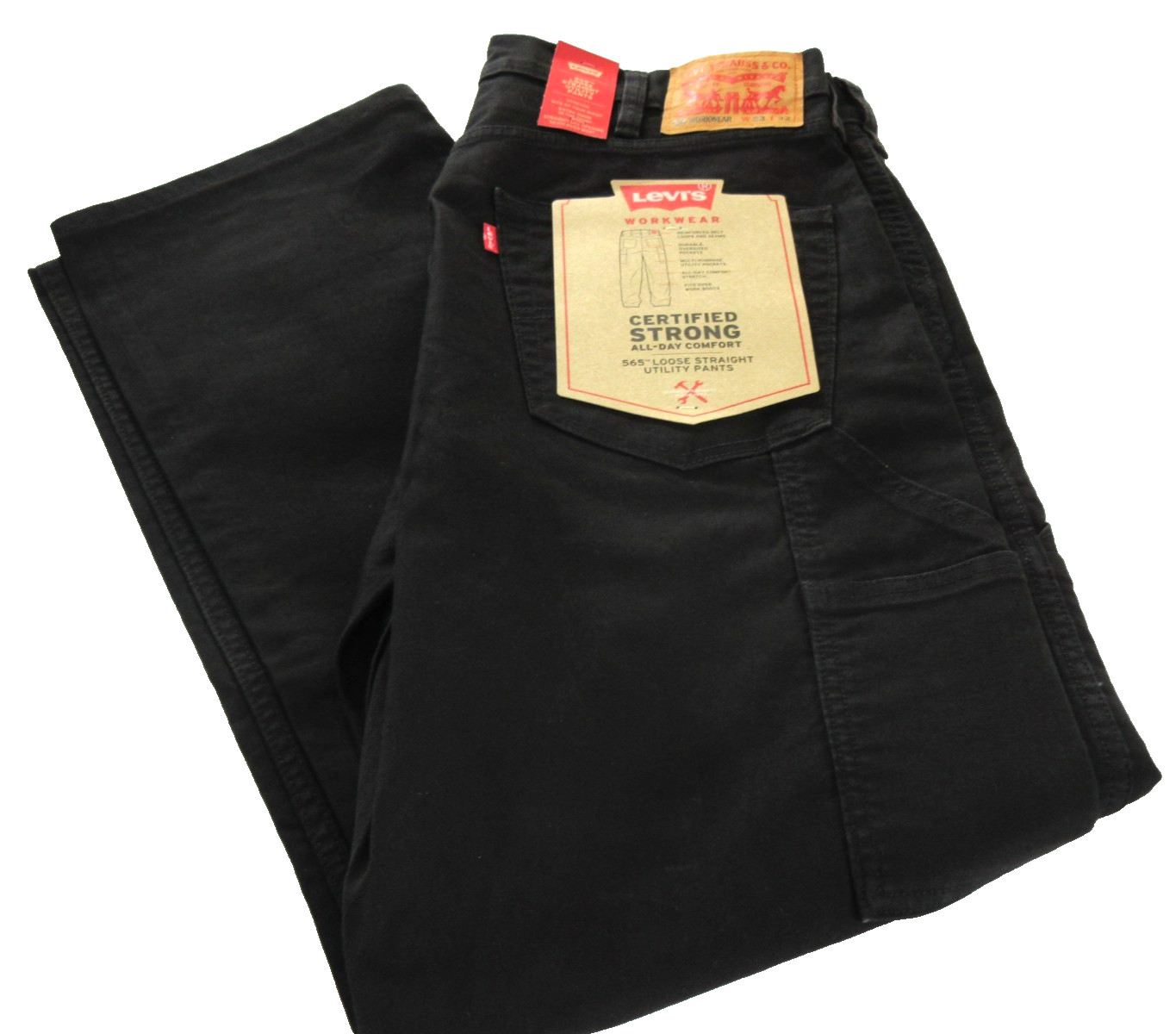 Levi’s Workwear Men’s 565 Loose Straight Fit Canvas Utility Pants Black NWT