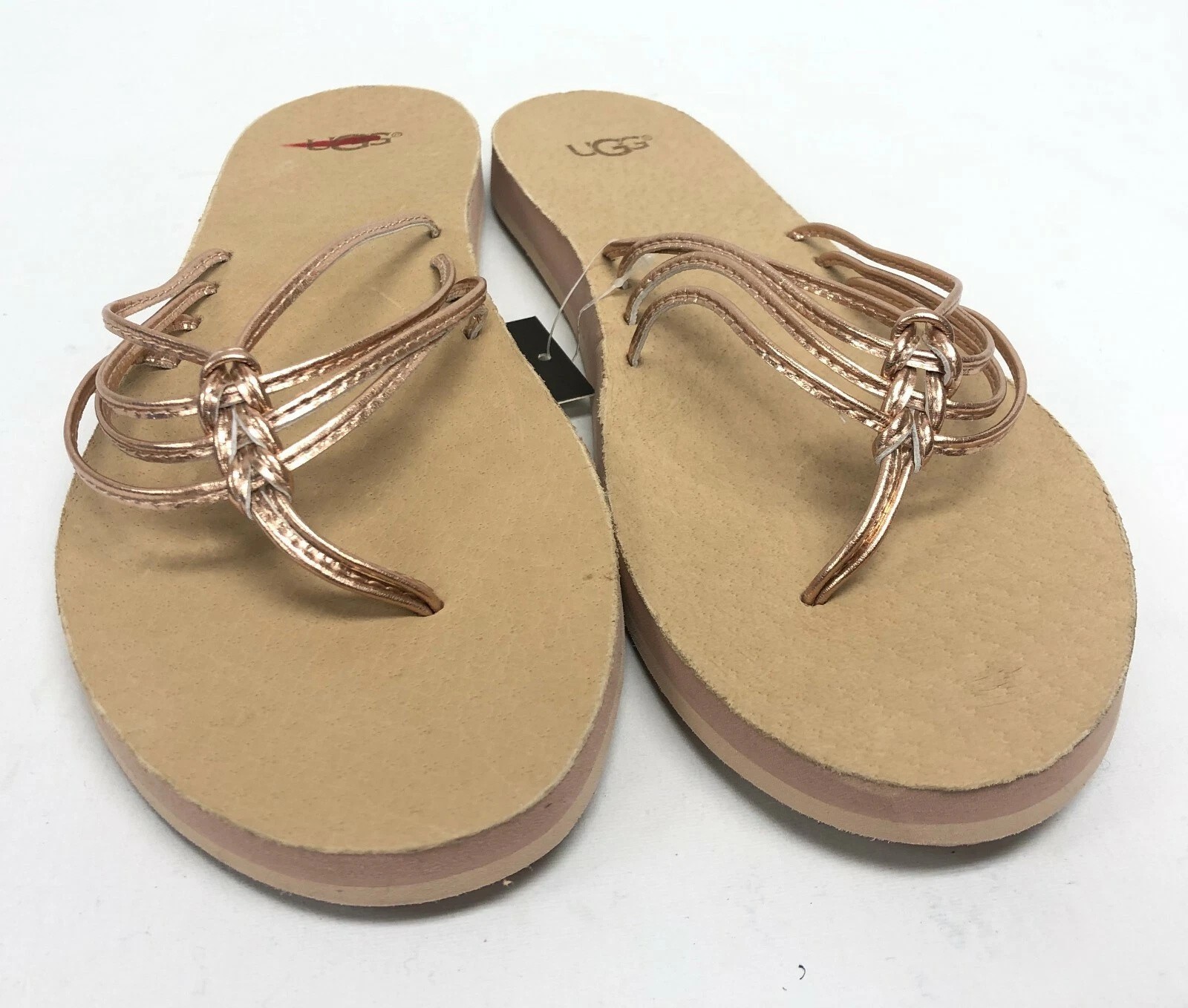 UGG Australia Heina Metallic Rose Gold Sandals Flip Flops 1092267 Size 7