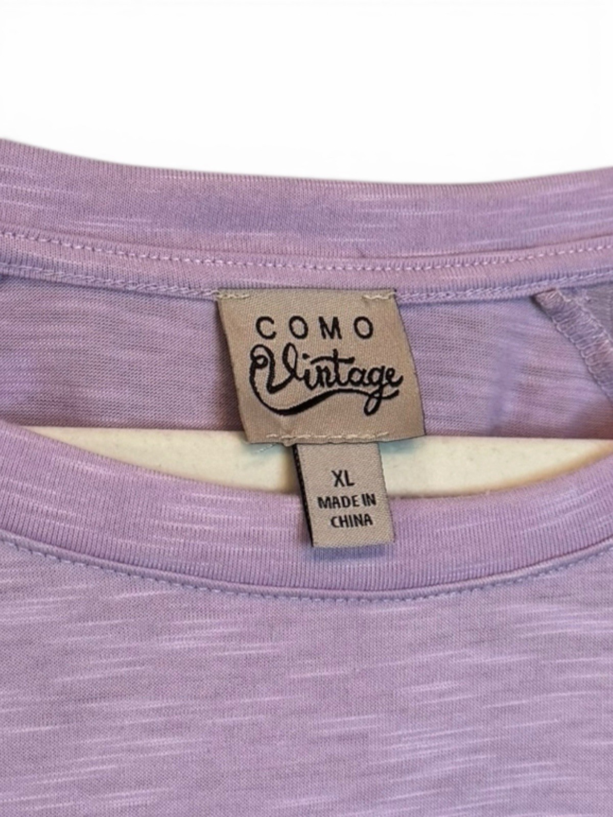 Como Vintage Lilac Eyelet Puff Sleeve T-Shirt Women’s XL Embroidered Top