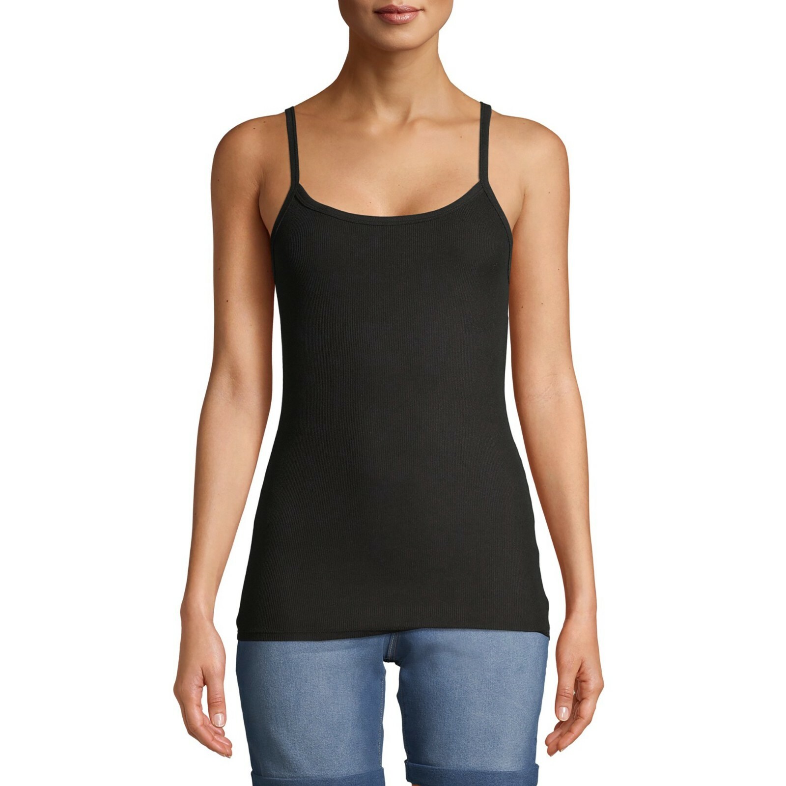 NO BOUNDARIES JUNIORS RIB CAMI FITTED STRETCH SOOT BLACK M (7-9) NWT [N]