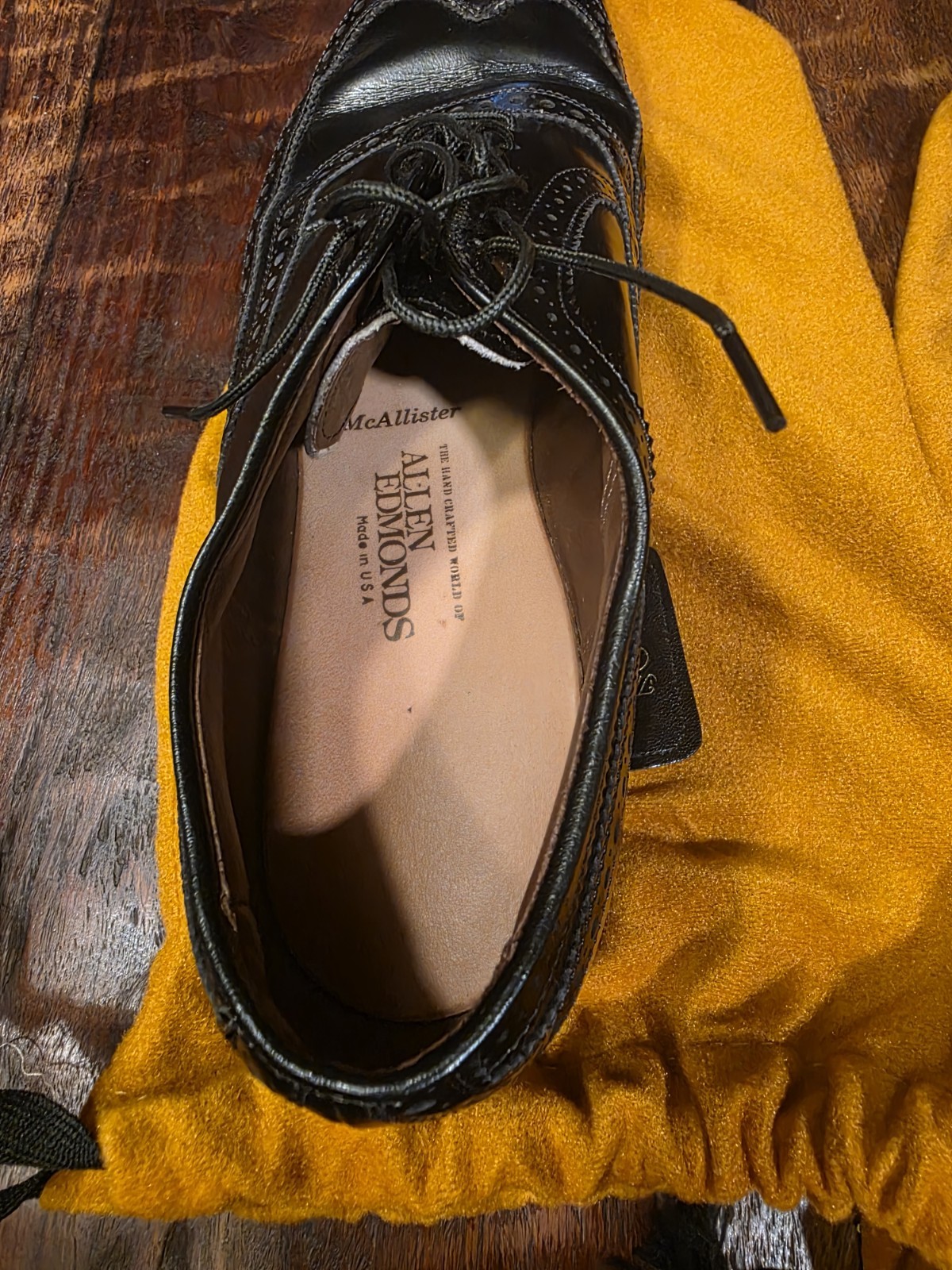 Allen Edmonds McAllister Black Leather Wingtip Brogue Oxford 10.5 D