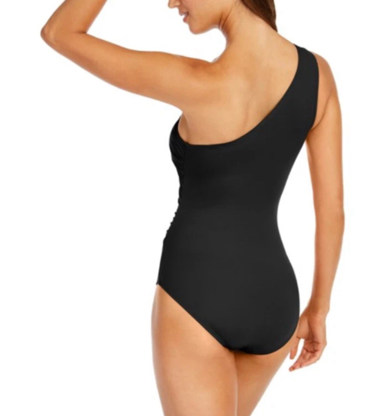 Michael Kors Embellished One-Shoulder One-Piece Black