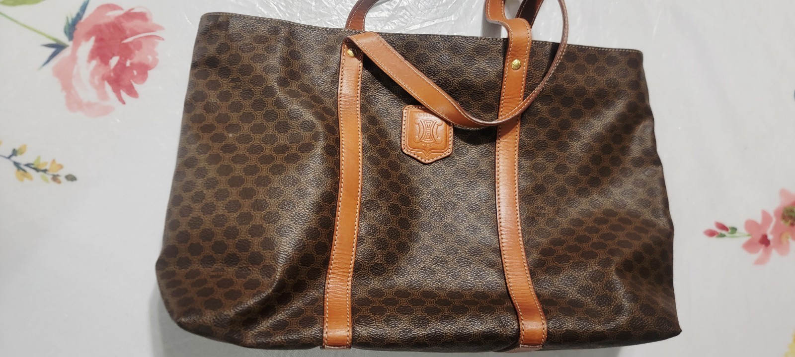 AUTHENTIC CELINE Macadam Pattern Tote Bag