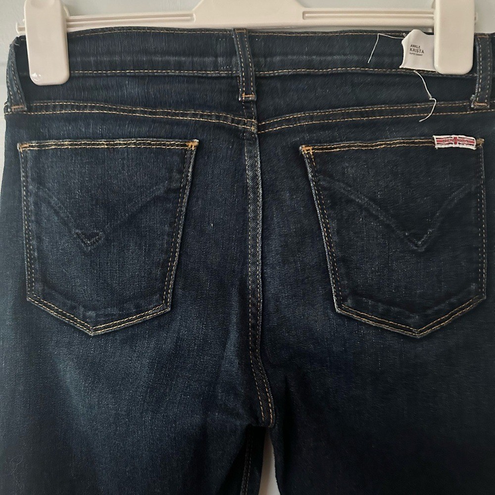 Hudson krista ankle super skinny distressed dark wash Jean. Size 28.