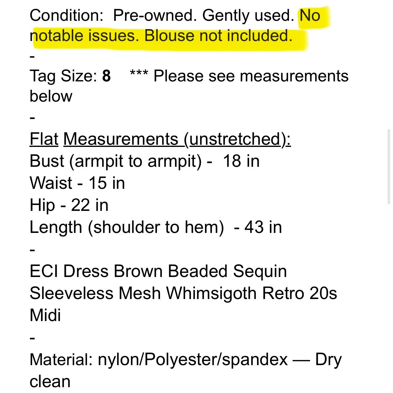 ECI Whimsigoth Dress 8 Brown Beaded Sequin Sleeveless Mesh Retro 20s Midi