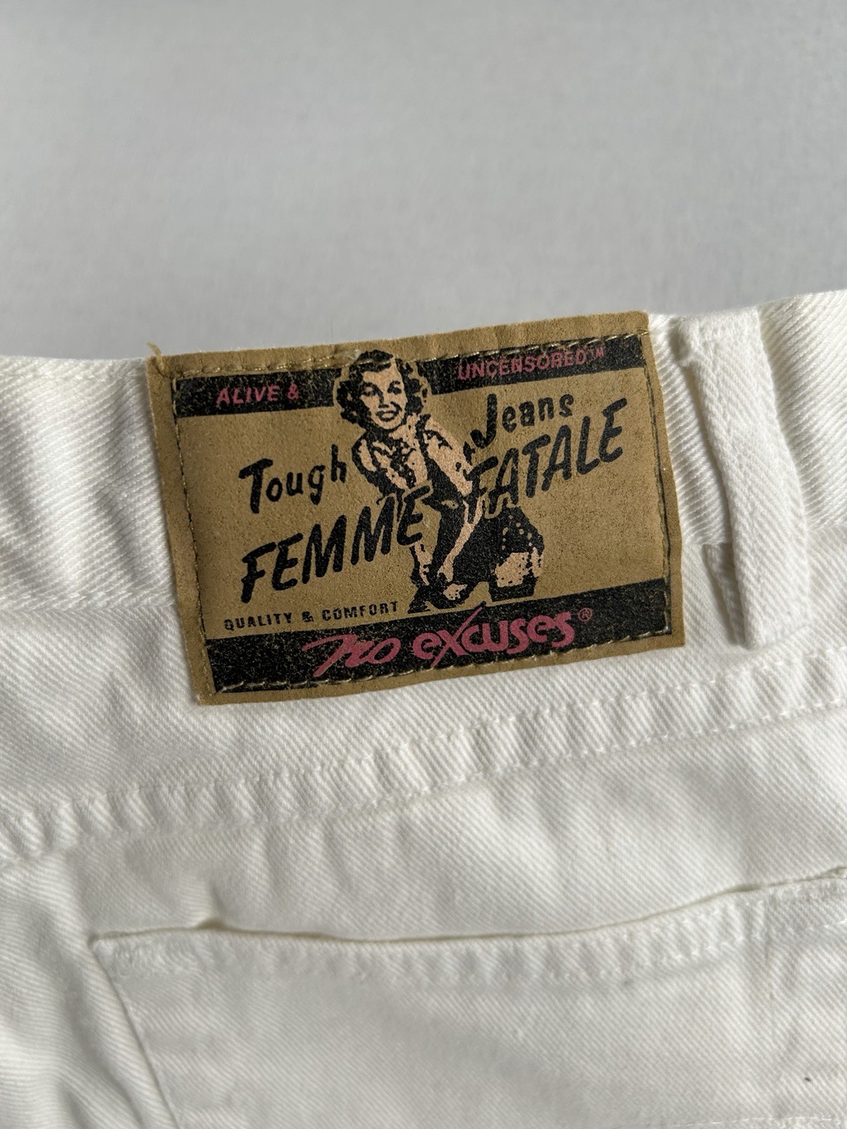 Vintage 90s No Excuses Tough White Denim High Rise Mom Jeans Size 16/17