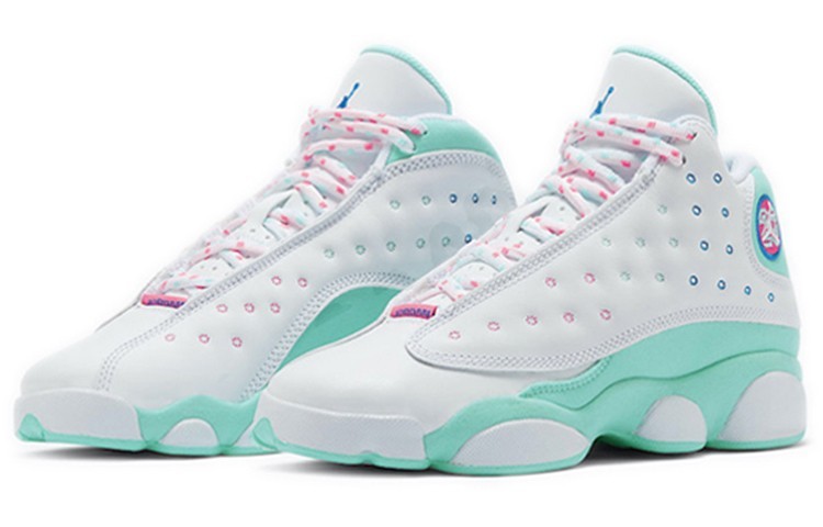 Jordan 13 Retro White Soar Green Pink GS 439358-100