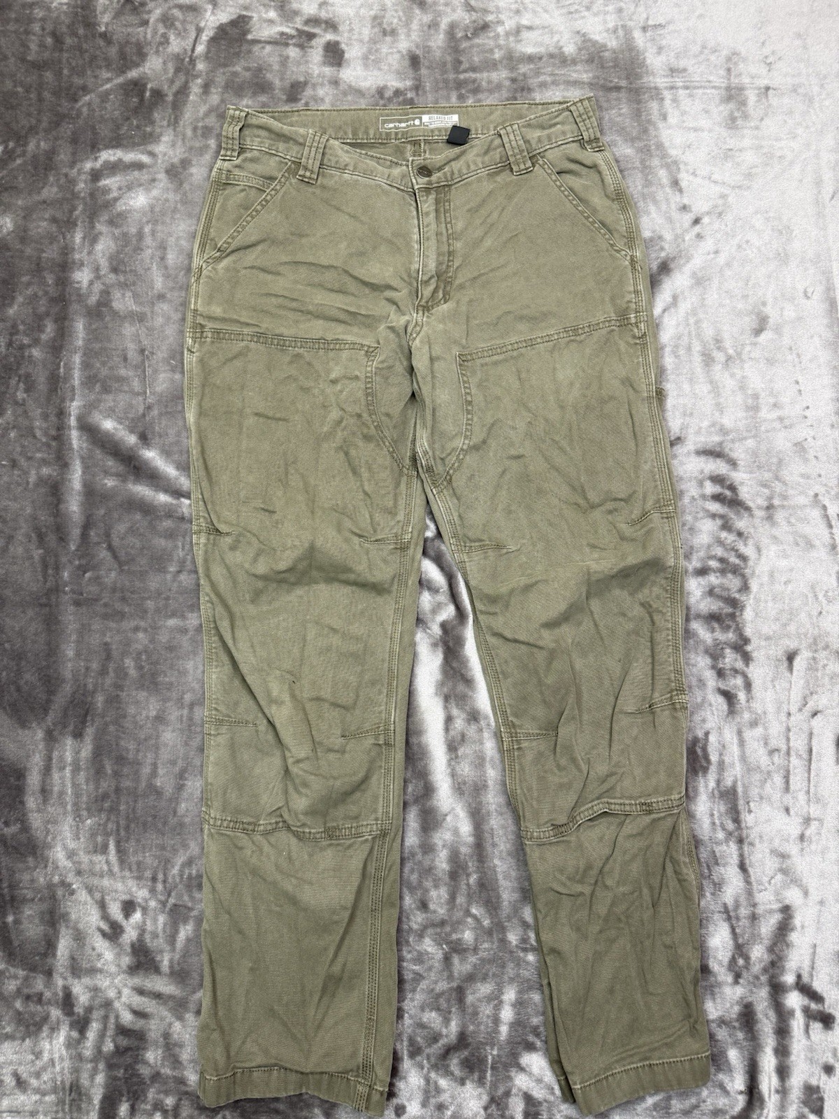 Carhartt Double Knee Canvas Pants Mens Sz 32×30 Relaxed Gray Workwear 102802-217