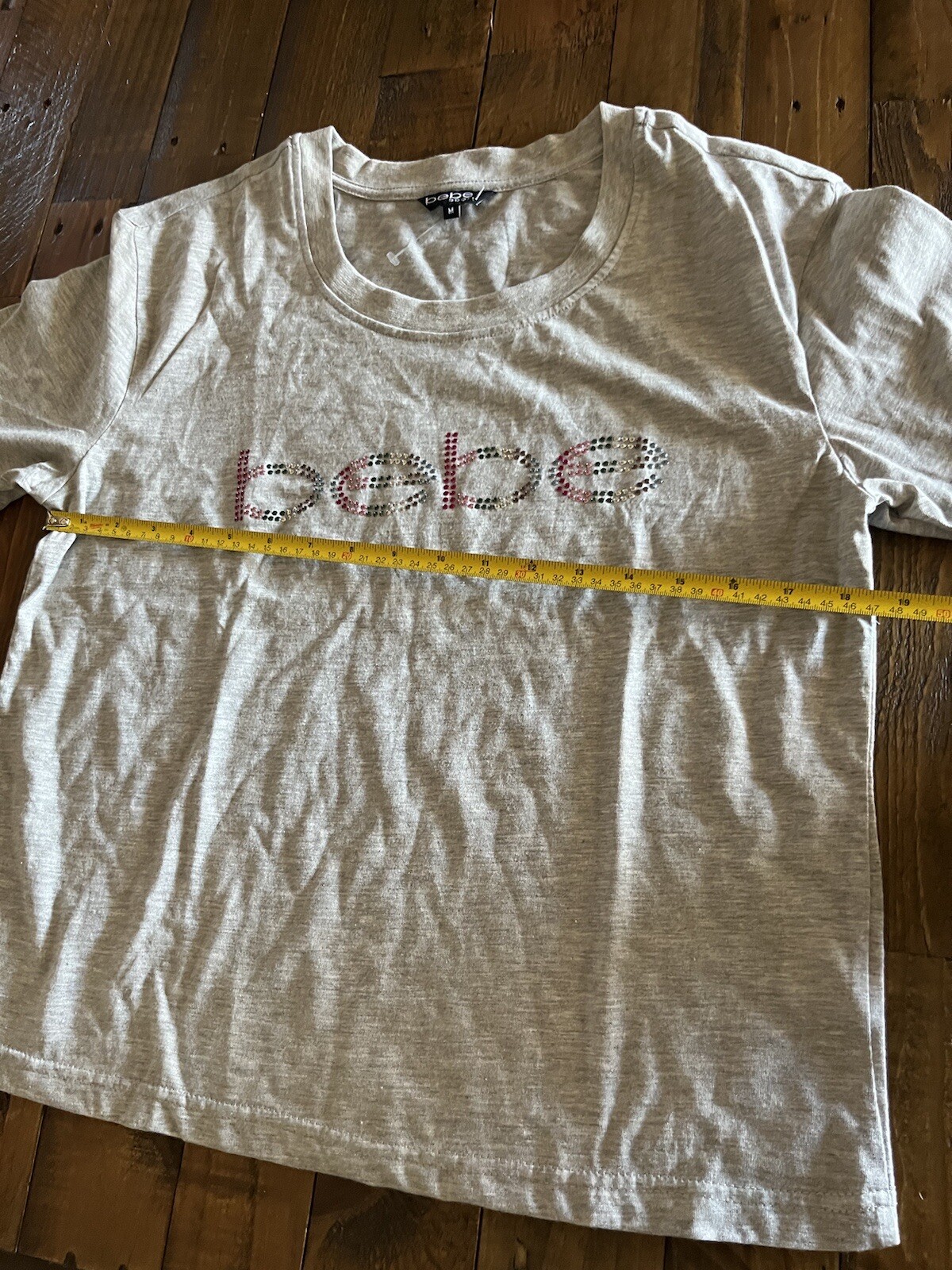 BEBE SPORT Gray Nailhead Boxy Tee NWT MSRP $39 M