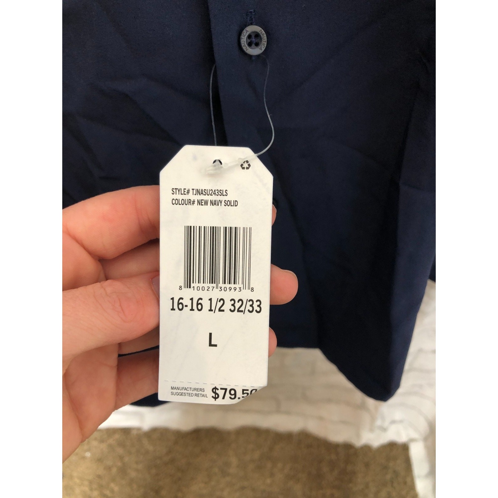 Nautica Men’s Blue Button Up Slim Fit Performance Super Shirt Size Large