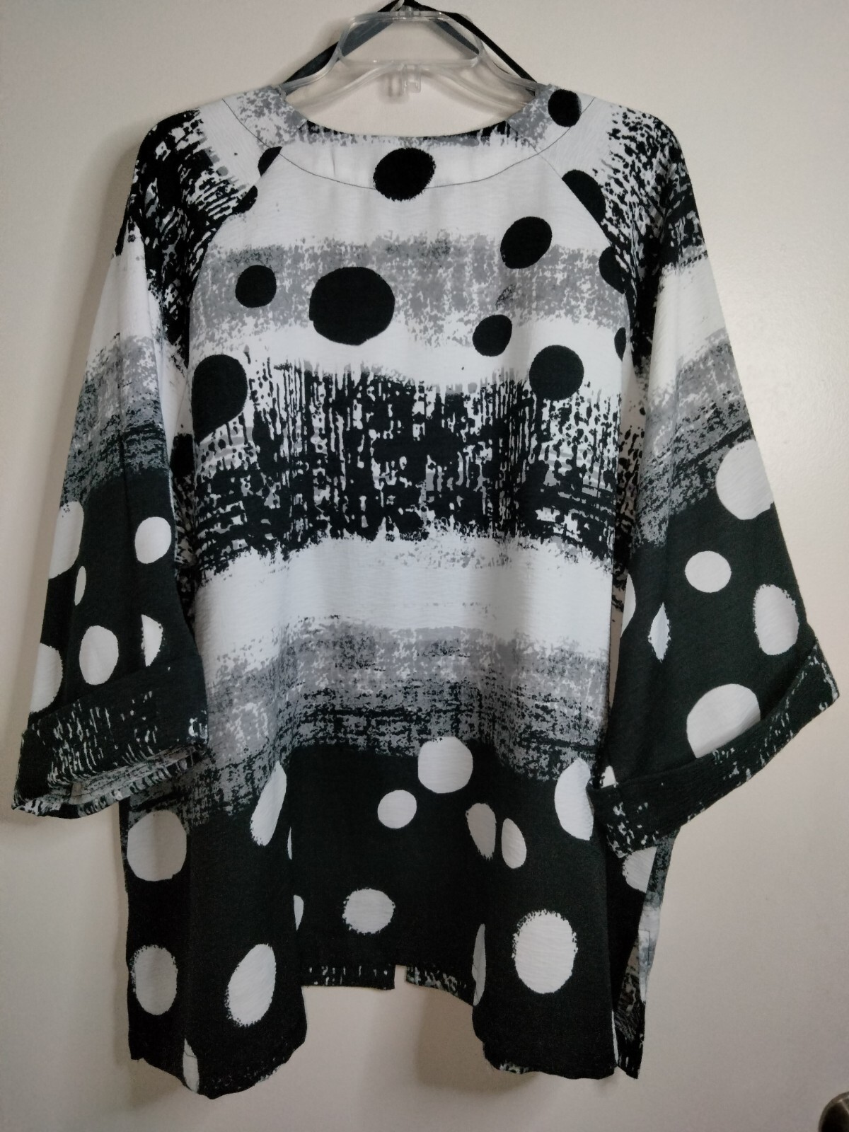 Ali Miles Size 3X Multicolor Polka Dot Wide Cuff Sleeves Button Closure Jacket