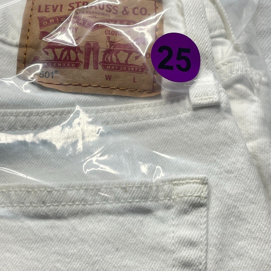 Levi’s Women’s W31 White Denim Cutoff Shorts Raw Hem Stretch Festival
