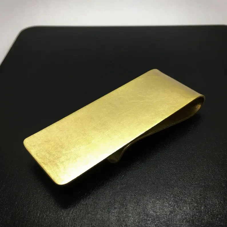 approximately 2″ inch Plain long Money Clip 18K Yellow Gold Over Unisex 1PC