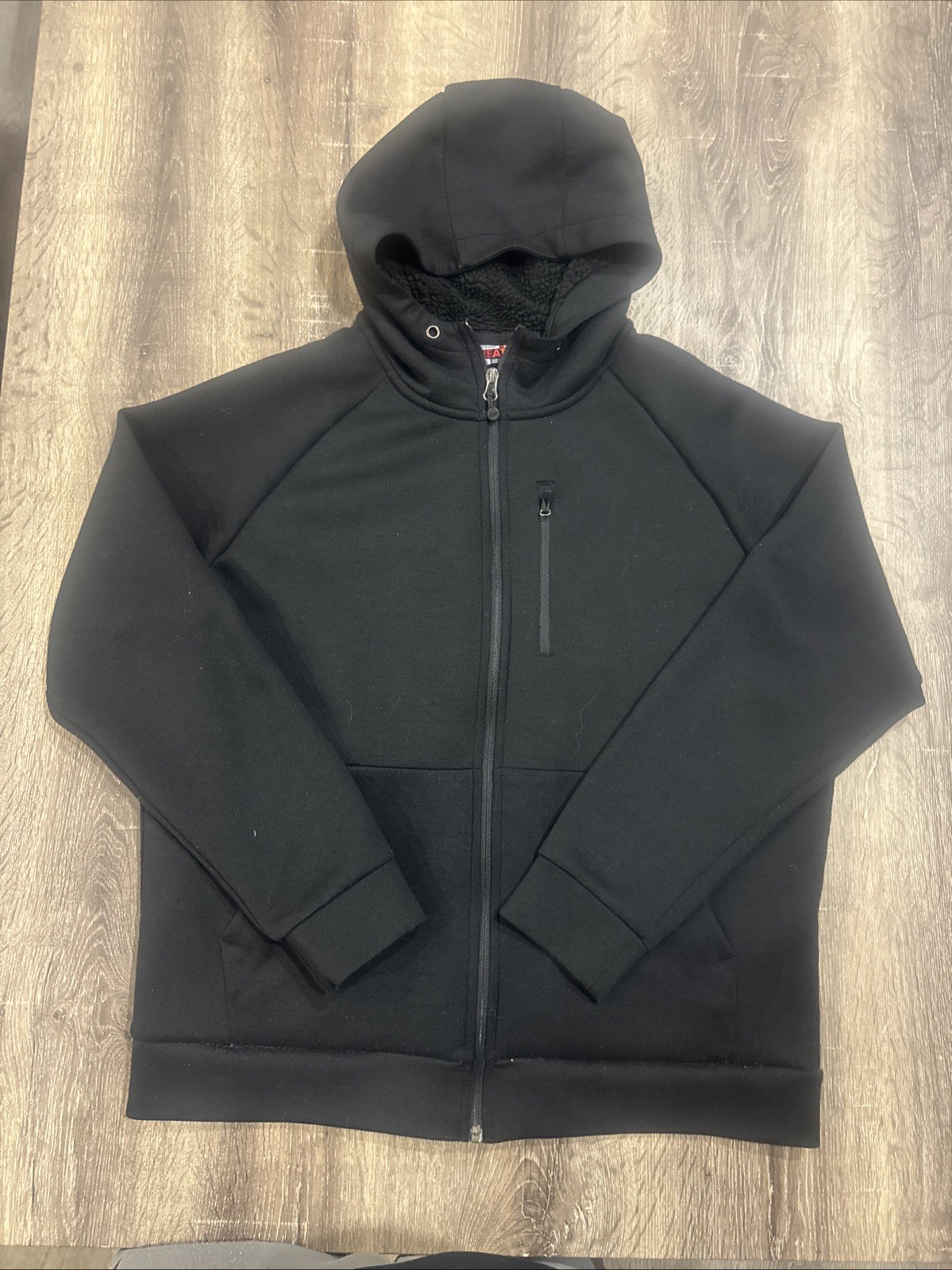 32 Degrees Heat Hoodie Jacket Full Zip Sharpa Quilted Black Men’s Size Medium