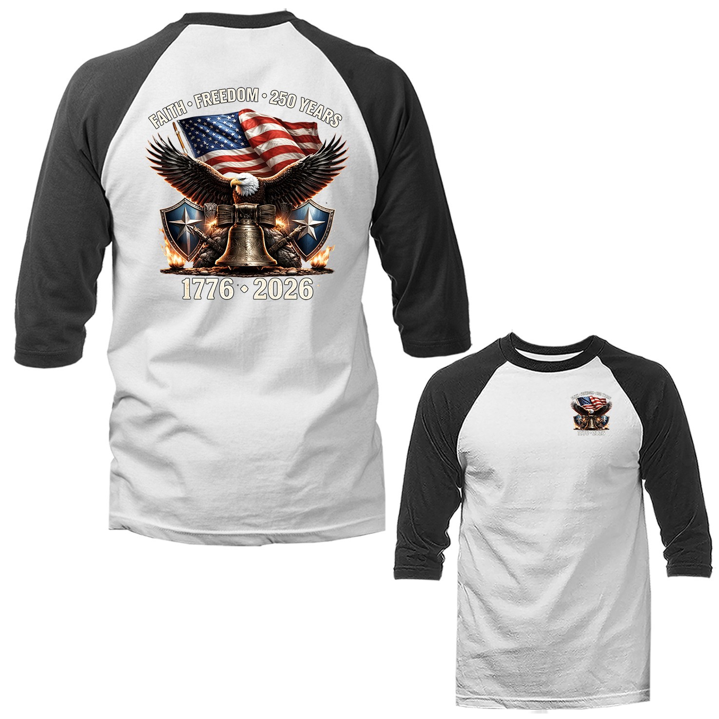 250 Years of Freedom Independence Day USA Patriotic 4th of July Raglan