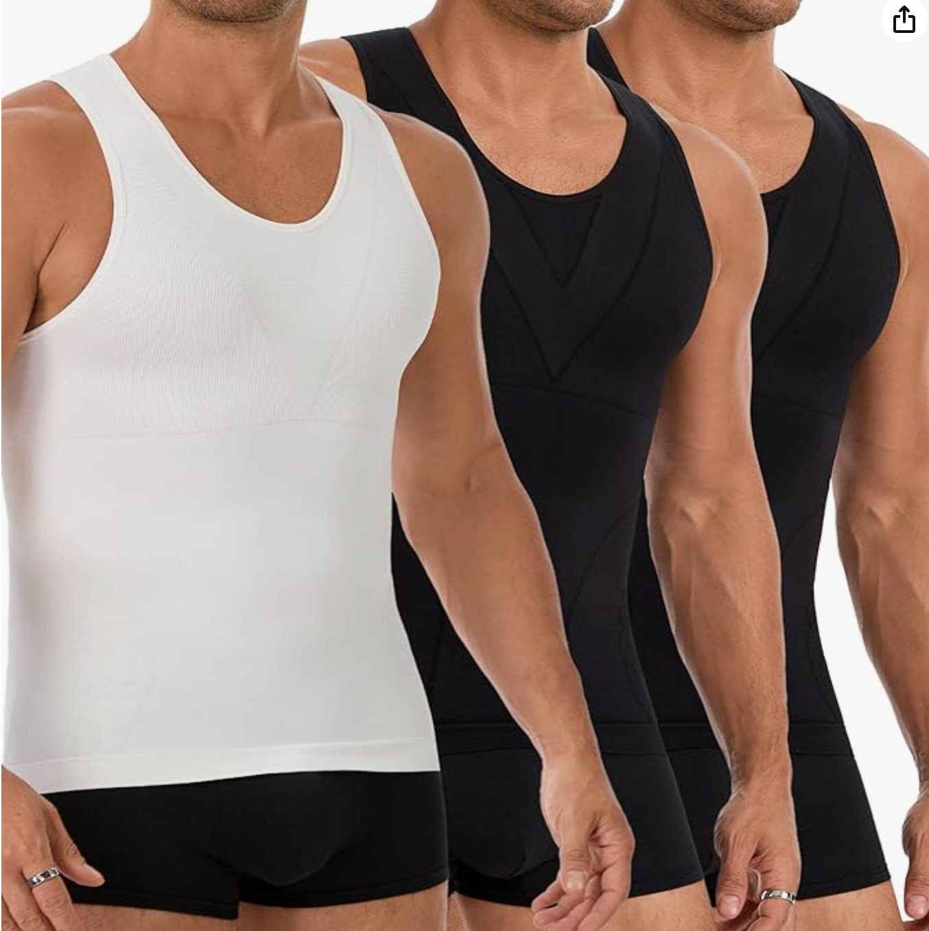 3 Pack Men’s Compression Shirt Tummy Control Slimming Tank Top Shapewear