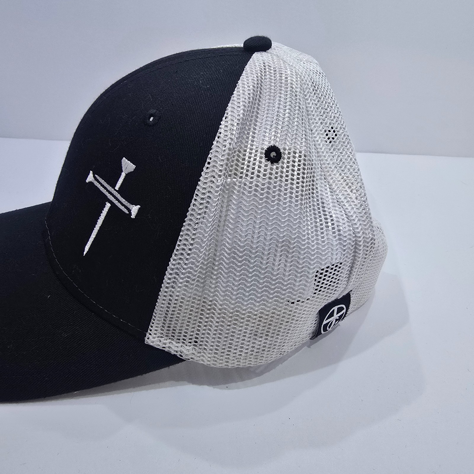 Our True God Snapback Hat Black w/ Embroidered White Cross Otto Cap