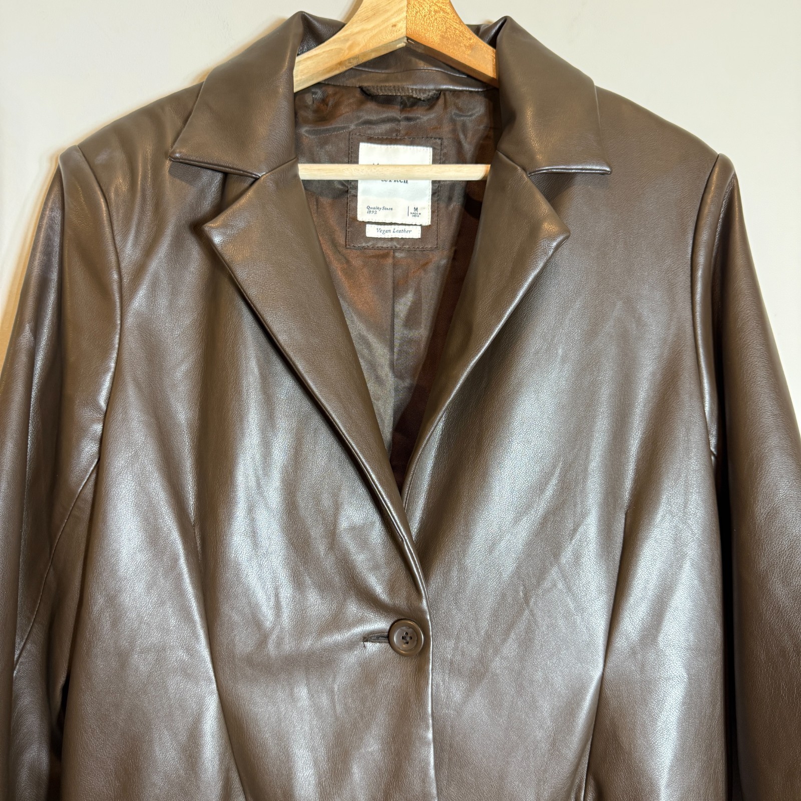 Abercrombie & Fitch Vegan Leather Blazer Suit Jacket Women’s Medium Brown Preppy