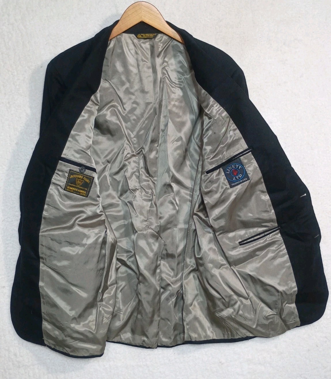 Linett Ltd for Bernard Allen Blazer 100% Wool Tailored Menswear Jacket USA UNION