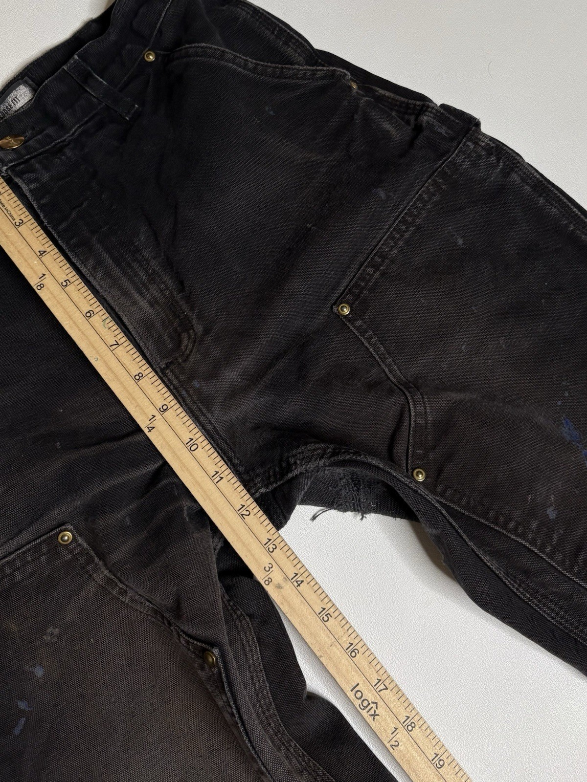 Carhartt Double Knee Duck Canvas Carpenter Pants Made In USA B01-BLK 30 x 30*