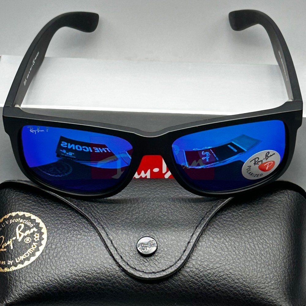 54mm Ray-Ban RB4165 622/55 Justin Black Frame Blue Polarized Sunglasses Lenses