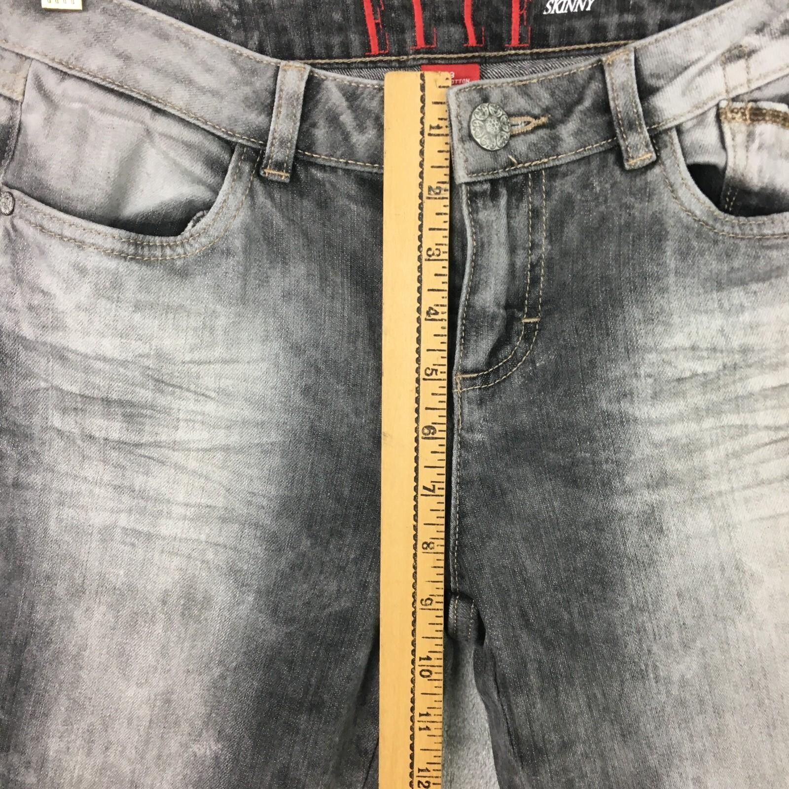 Elle Skinny Denim Sz 8 Gray Mid Rise Denim Embroidered 30 in Waist 26 in Inseam