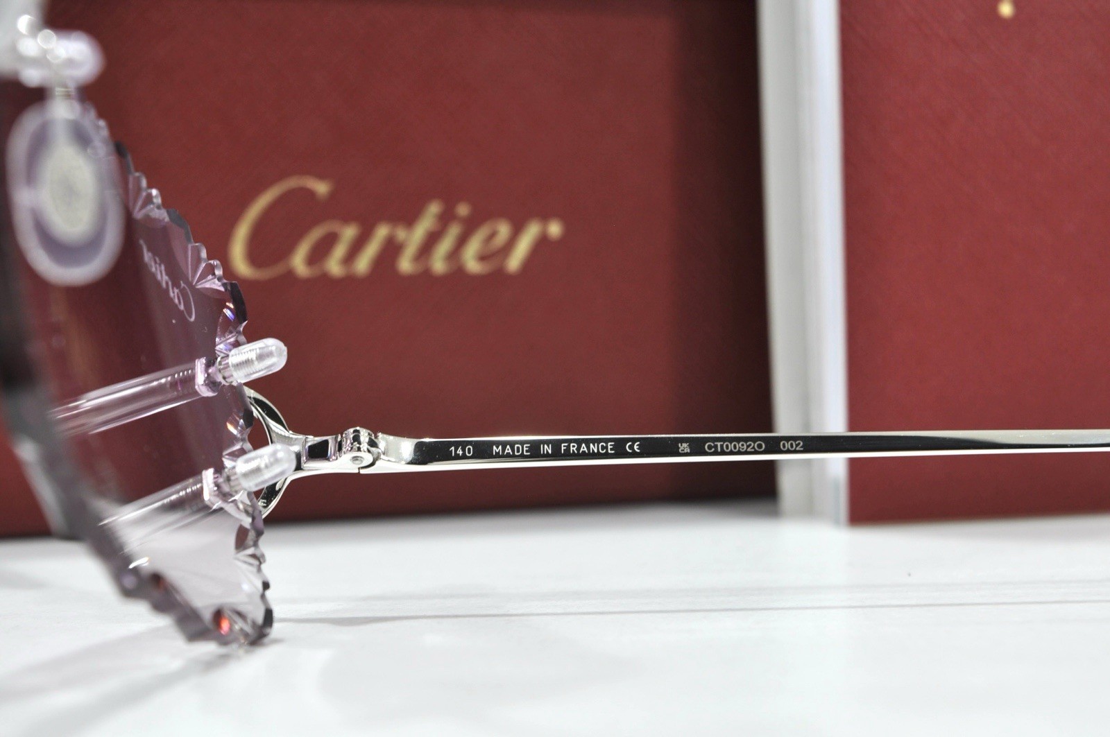 Cartier rimless sunglasses piccadilly glasses Diamond Cut BIG C silver Frame