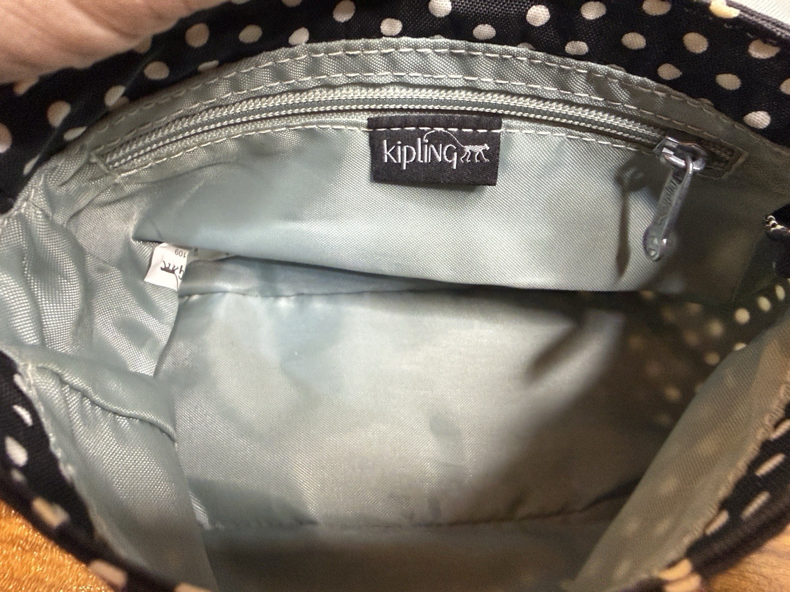 Kipling Sabian Mini Crossbody Bag – Black & White Polka Dot Nylon Shoulder Bag