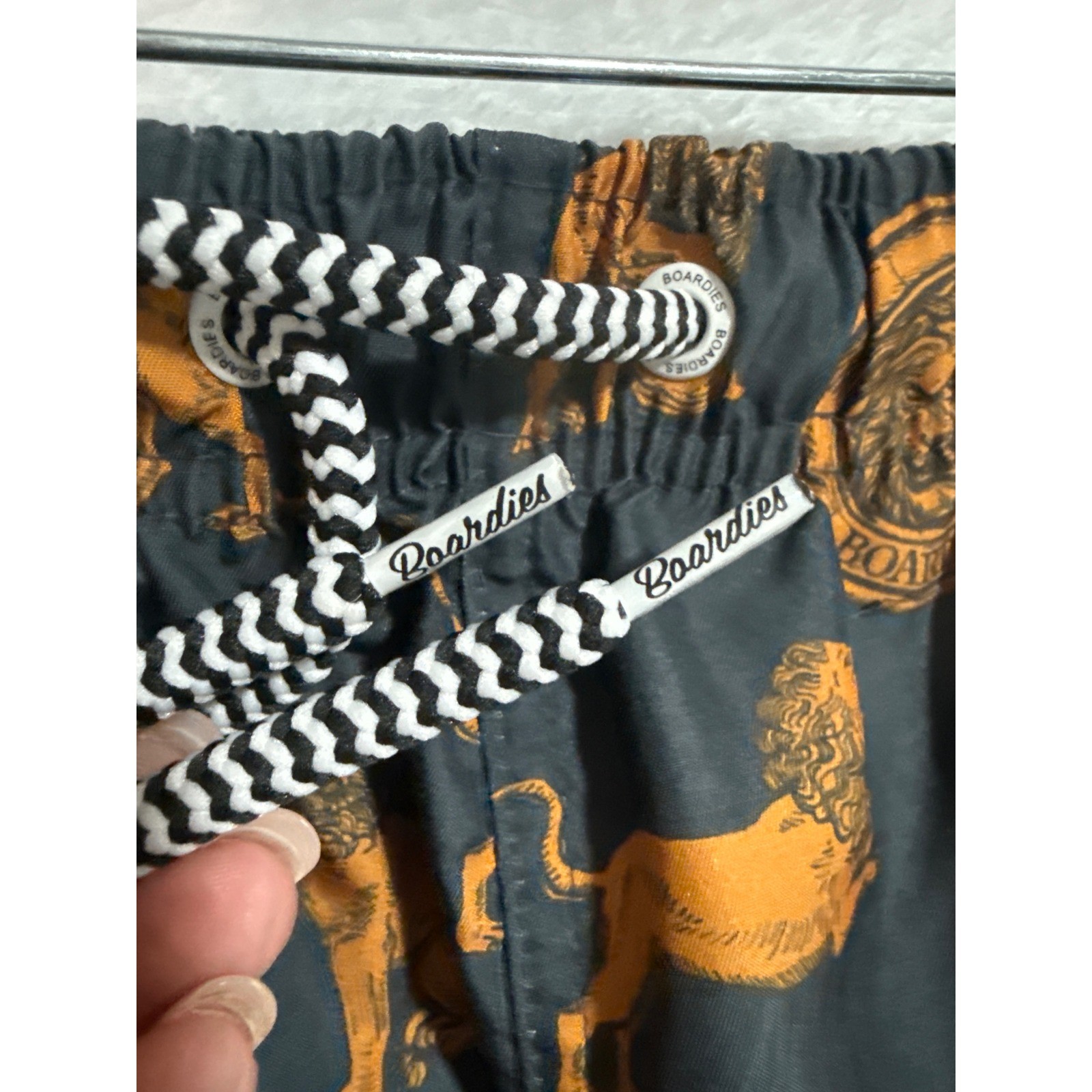 Boardies Apparel Mens Lion Medallion Print Swim Trunks Orange Black Size M