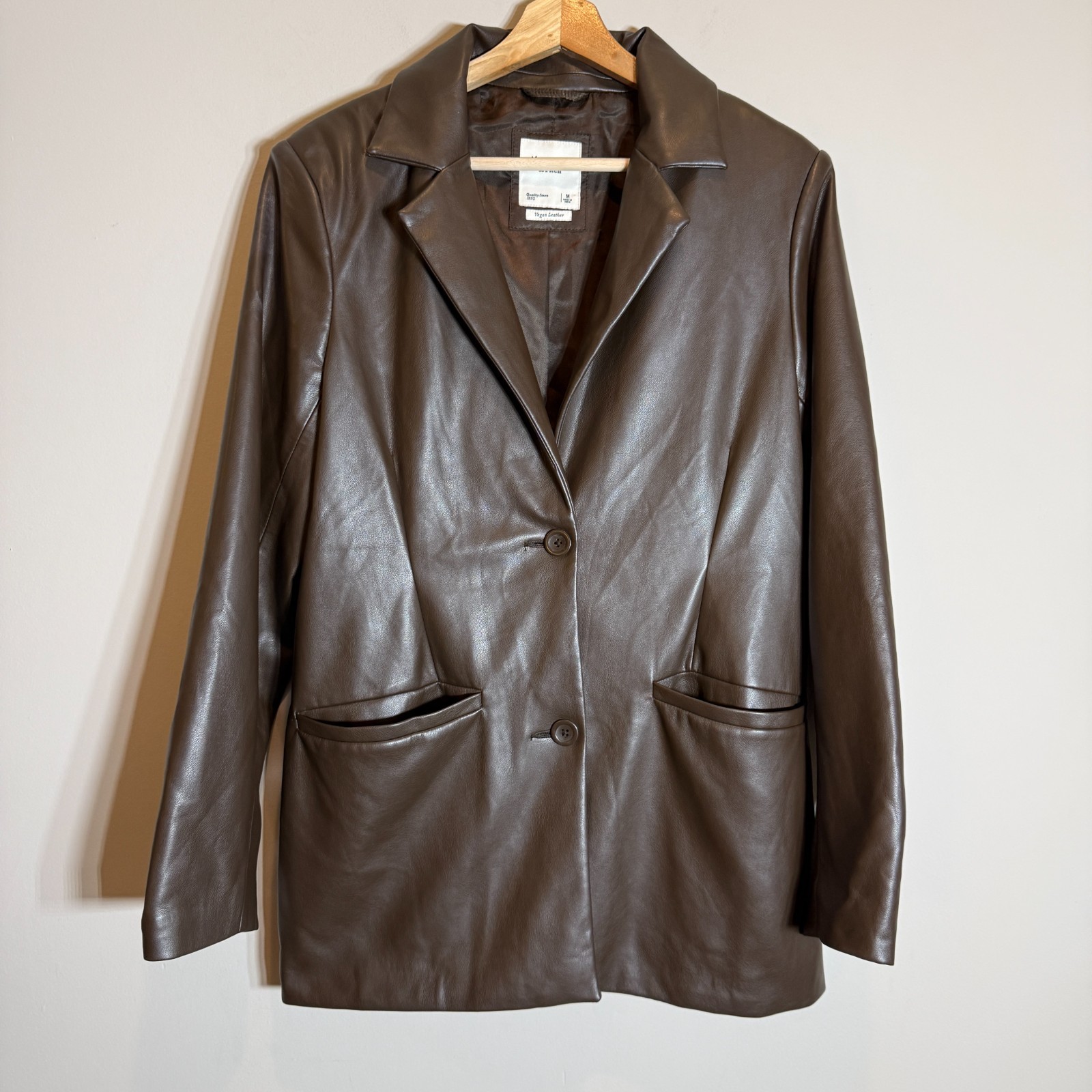 Abercrombie & Fitch Vegan Leather Blazer Suit Jacket Women’s Medium Brown Preppy