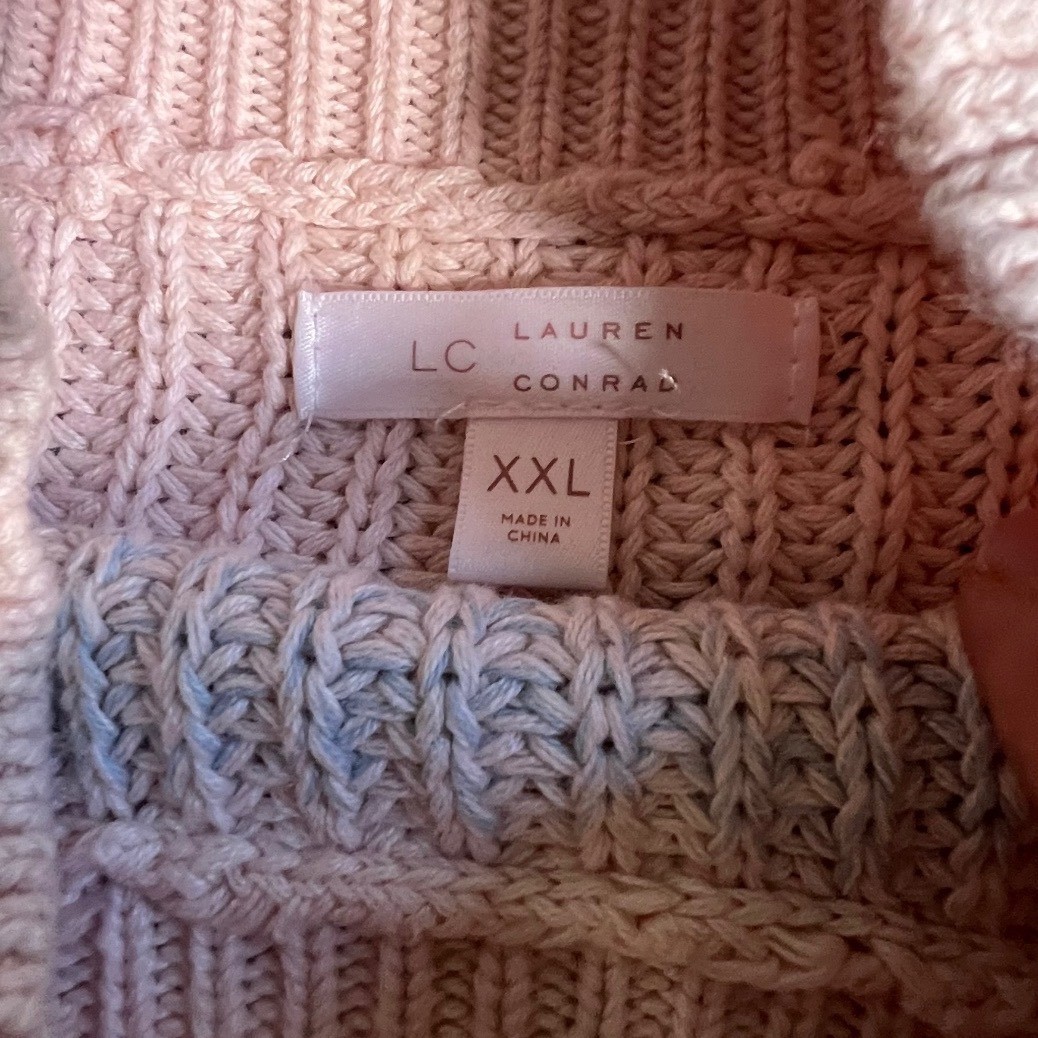 LC Lauren Conrad Sweater Women XXL Multicolor Rainbow Ombre Mock Neck Knit 3066