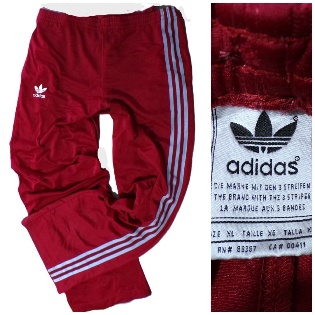 Vtg 80’s Adidas ATP Track Pants Men’s XL Burgundy w Light Blue 3 Stripes Run DMC