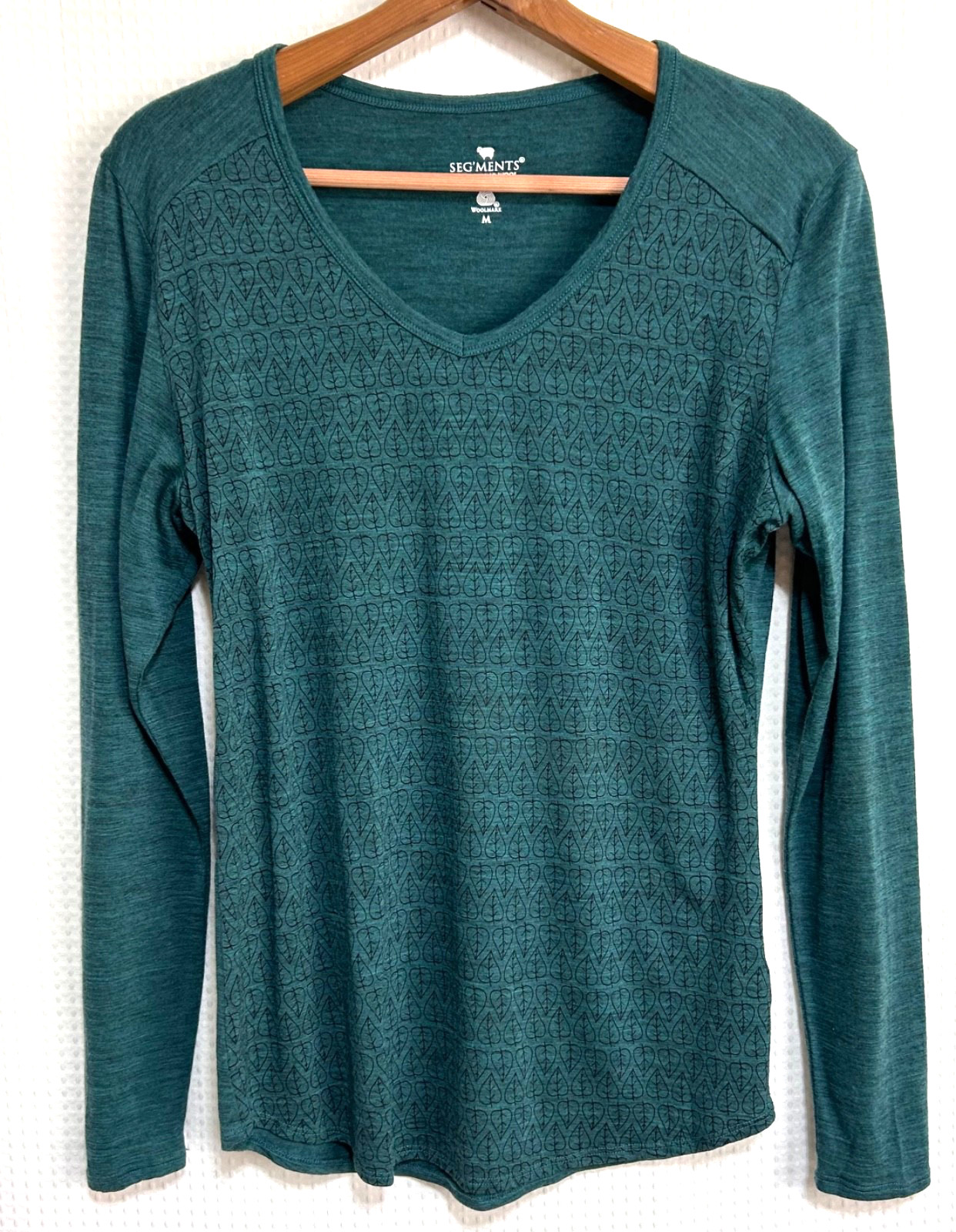 Seg’ments Green Merino Wool Long Sleeve Women’s T-Shirt Size M Top Base Layer a3