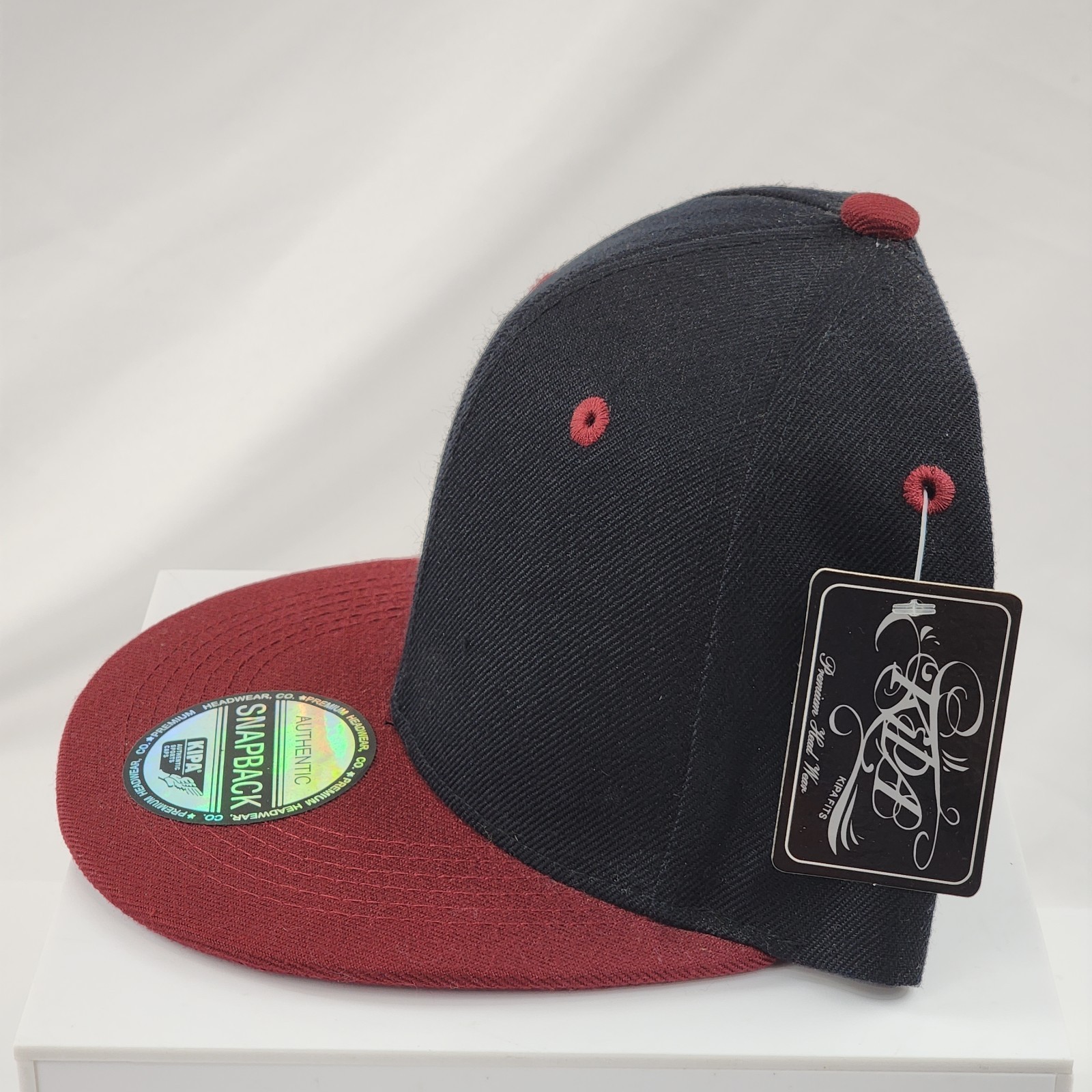 New KIPA Snapback Baseball Hat Blank Cap Black Maroon Premium Headwear Adult NWT