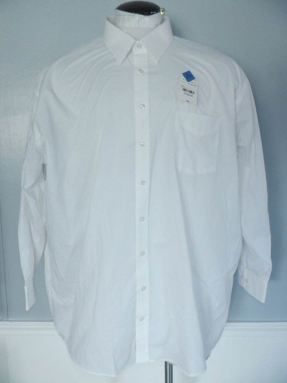 NWT Men’s STAFFORD TRAVEL PERFORMANCE SUPER SHIRT Sz 19 34/35 BIG White LS Shirt