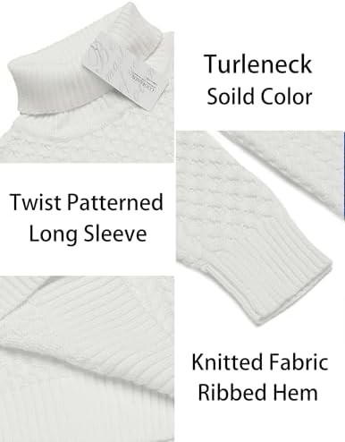 Coofandy Sweater Soft Solid Mens Slim Fit Turtleneck Casual Knitted Twisted