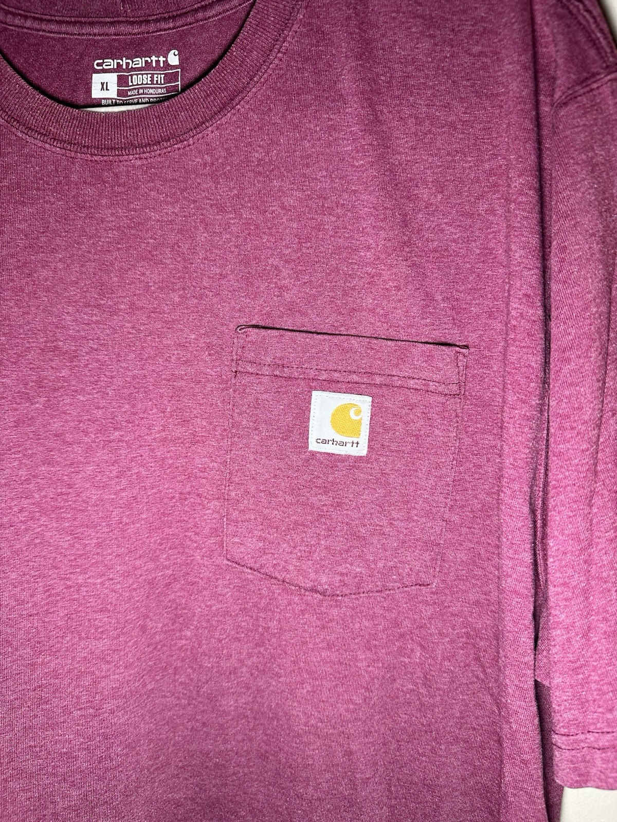 Carhartt K87 Men’s XL Loose Fit Pocket Crew Neck Short Sleeve T-Shirt Burgundy