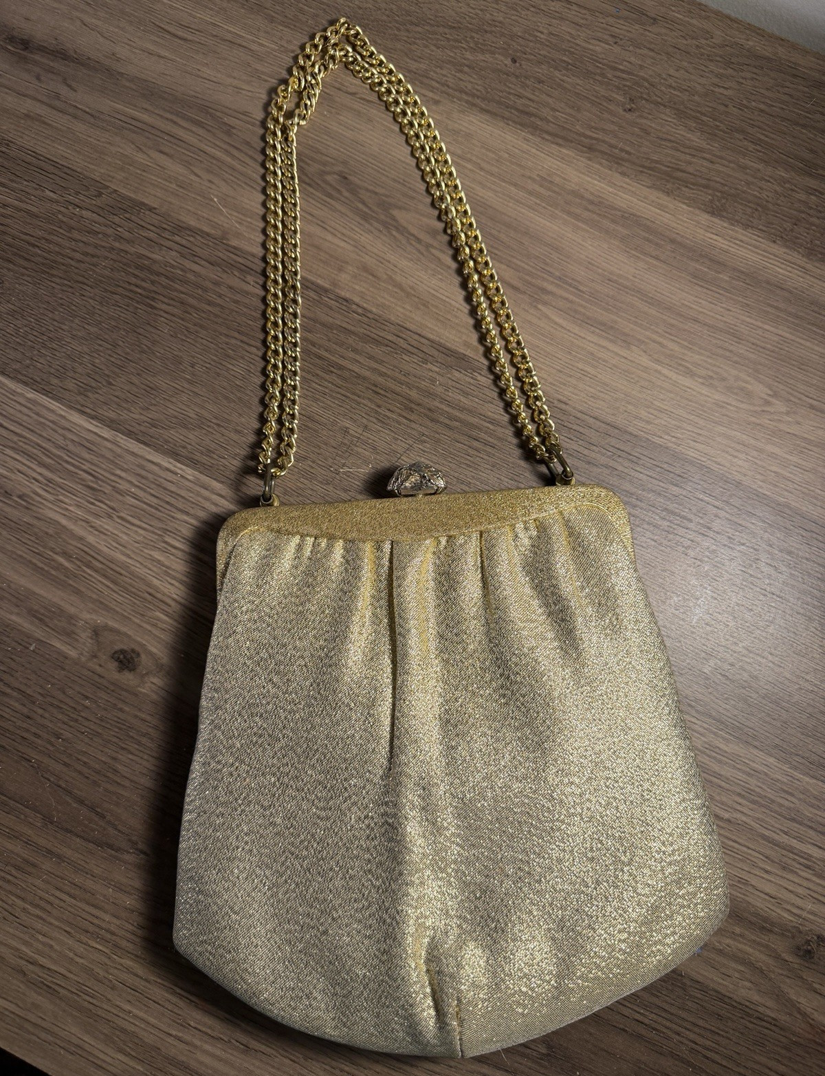 Vintage Gold Evening Bag Chain Strap Clutch Purse