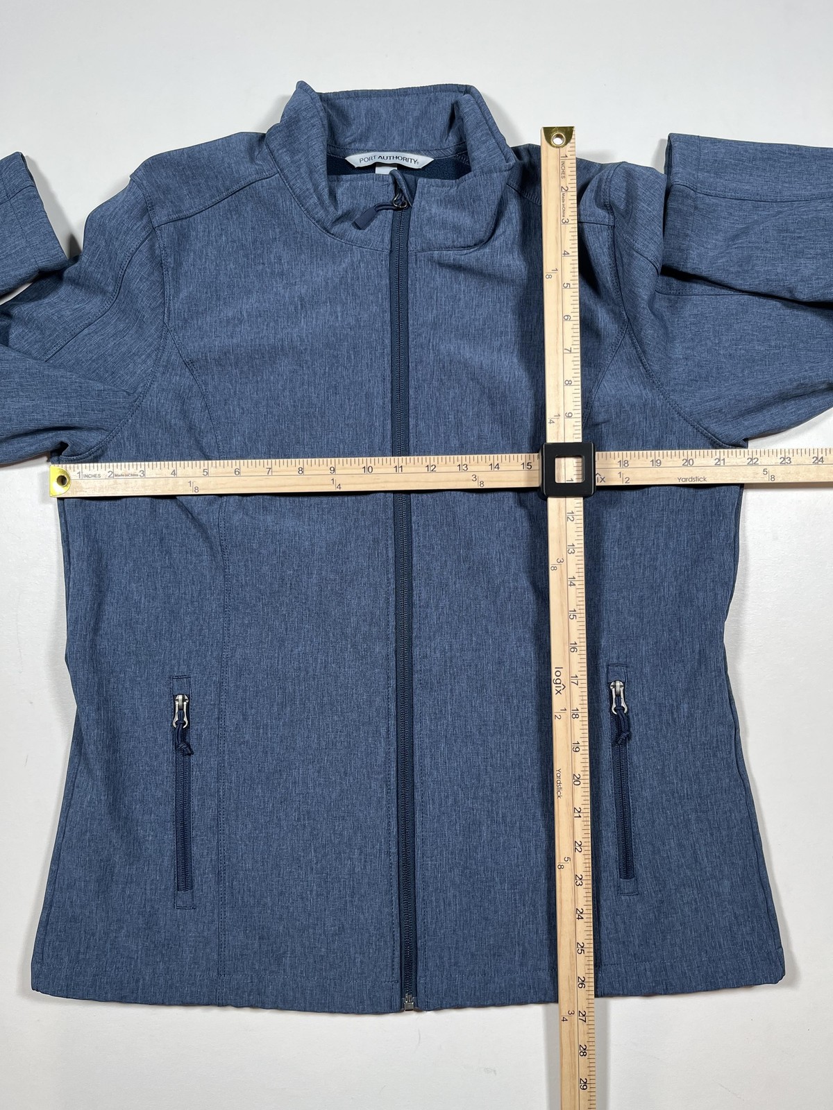Port Authority Jacket Womens XL Blue Heather Soft Shell Full Zip Pockets L317