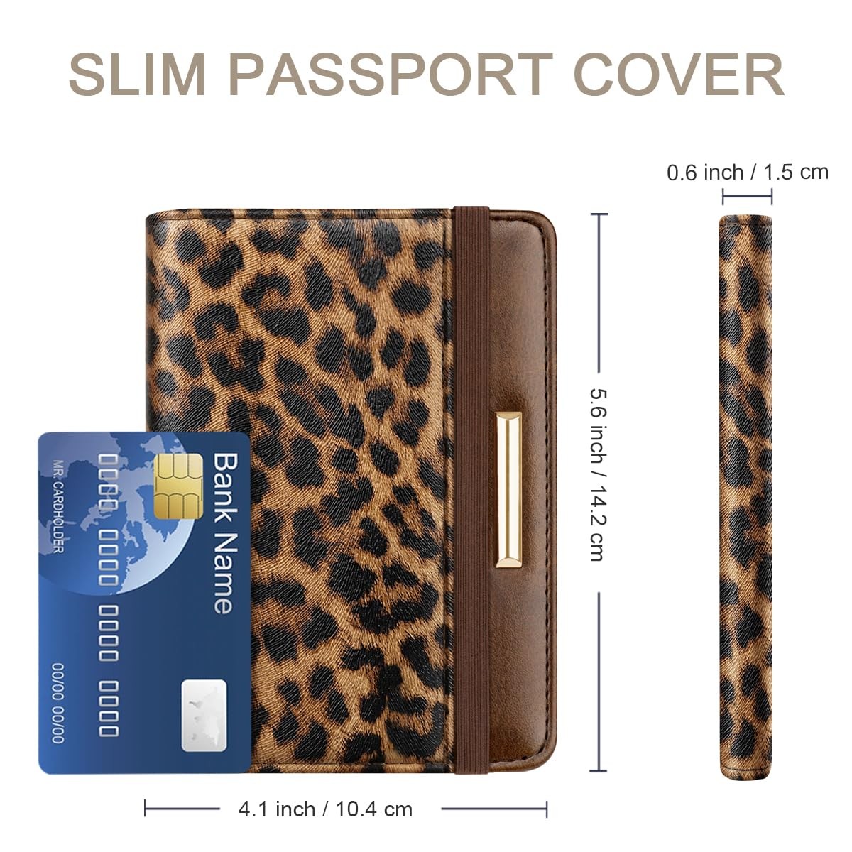 Passport Holder Cover,Traveling 5.5 x 3.93 x 0.6 inches, Leopard