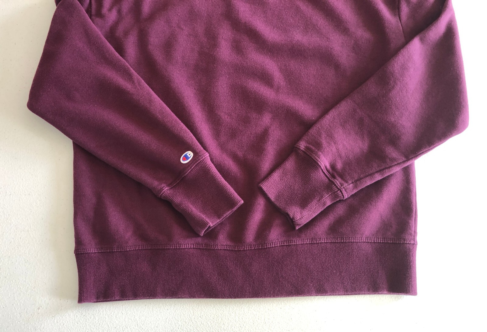vtg Champion Mock Neck Sweatshirt Sz S Dark Magenta Cotton Blend Crop LOGO